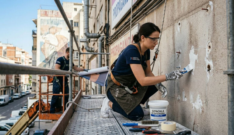 Proces aplikacji żywicy do otworu w ścianie ocieplonej